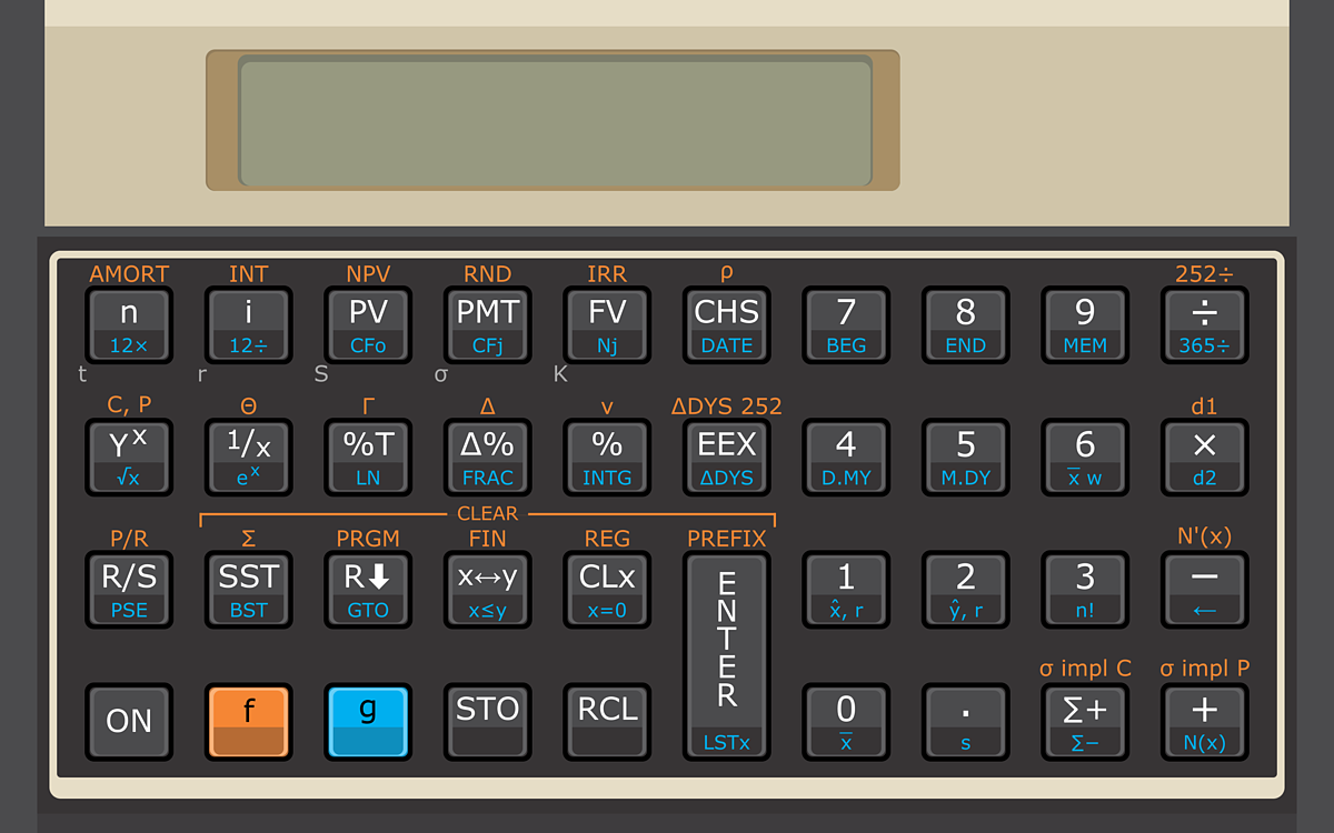 Black-Scholes calculator keypad