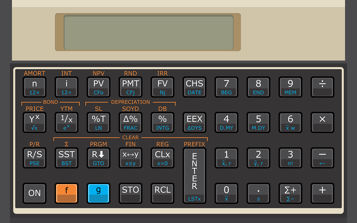 Financial calculator keypad