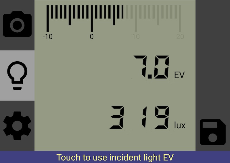 Figure 13: Photo Friend for Android - incident light sensor